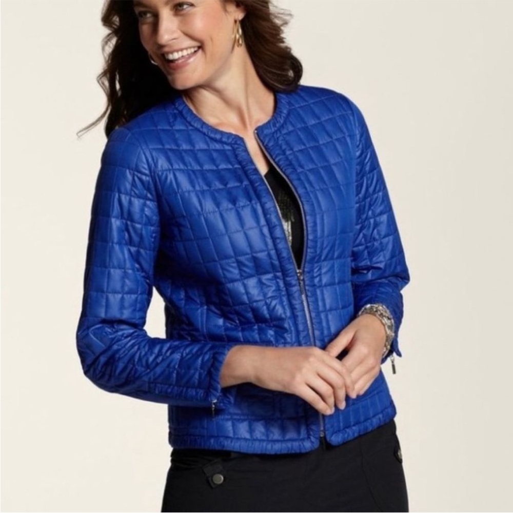 Chico’s Zenergy Blue Quilted Jacket Chico’s Size 1 (M)
